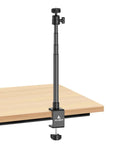 Durable Adjustable Camera Desk Mount Stand With Quarter Inch Screw And C Clamp For Overhead Tabletop Use on wooden desk