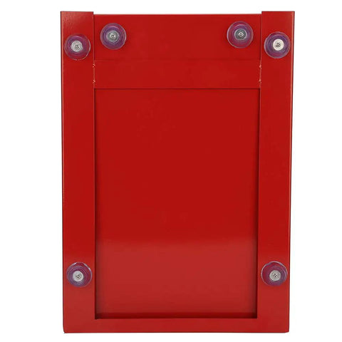 Premium Red Coffee Knock Box For Espresso Grounds With Cushioned Rubber Rod And Antislip Base, showcases red rustproof housing with non-slip feet.