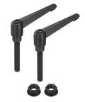 Pro Shop Grade Quick Release Lever Handles With No Sweat Adjustment M10X60MM Zinc Alloy Male Thread Stud Knobs And Heavy Duty Lock Tight Grip Rotating Screw Handles For Lathes Woodworking Black 2 Pack with nuts.