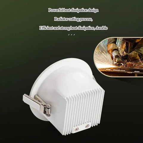 MXJCKSOQ 2 Pack LED Recessed Retrofit Downlight with powerful heat dissipation design and white aluminum housing.
