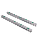 Shop Grade HGR25 Steel Linear Guide Rail With Matching Slider Moves Smooth As Silk On Any Cnc Router Or 3d Printer Diy Build Rock Solid Precision Track, showing two steel rails with green mounting holes.