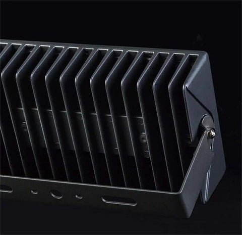 Heavy Duty Industrial Floodlight Rock Solid Rechargeable Work Lamp Showing IP66 weatherproof aluminum casing and cooling fins.