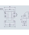 Technical diagram of Beefed Up Heavy Duty Fridge Door Hinge And Freezer Bay Hinge with dimensions and screw holes detailed.