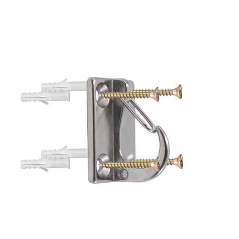 Side view of 2 Pack Stainless Steel Wall Hooks For Dog Leashes Enclosed Parking Hook Wall Mounted With Screws For Easy Lead Management.
