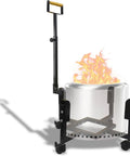 Heavy Duty Outdoor Trolley Base with telescopic handle, 19.5 Inch smokeless fire pit on 22 Inch stand, patio and camping use