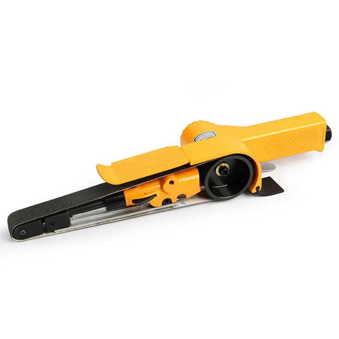 Heavy Duty Pneumatic Belt Sander Derusting Deburring Polishing Machine 20mm By 520mm, featuring an adjustable grip and solid design.