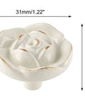 Ivory White Rose Cabinet Knobs 8 Pack Totally Vintage Shabby Chic Zinc Alloy Drawer Pulls, 31mm dia, 21mm height