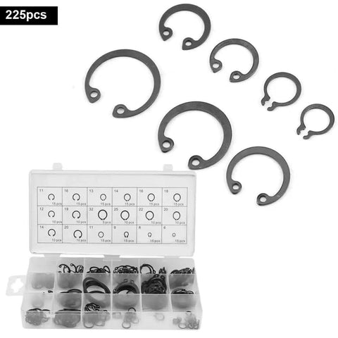 225 Piece Retaining Ring Set With 18 Sizes Internal And External Circlips In Alloy Steel Snap Ring Assortment With Storage Box