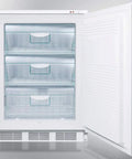 Smart Compact Stainless Steel Upright Freezer With Badass Factory Lock And Slick Horizontal Bar Built For Tight Spaces Offering Hella Simple Seamless Cleanup And Serious Negative Twenty Five Degree Chill For Delicate Frozen Goods And Meds with three drawers