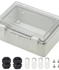 Outdoor IP65 Waterproof ABS Junction Box With Hinged Clear Cover, Universal Project Enclosure with accessories, 17.7x13.8x7.9 Inch