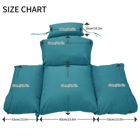 All Weather Egg Chair Cushion With Headrest Waterproof And UV Protected Thick Overstuffed Seat And Back size chart