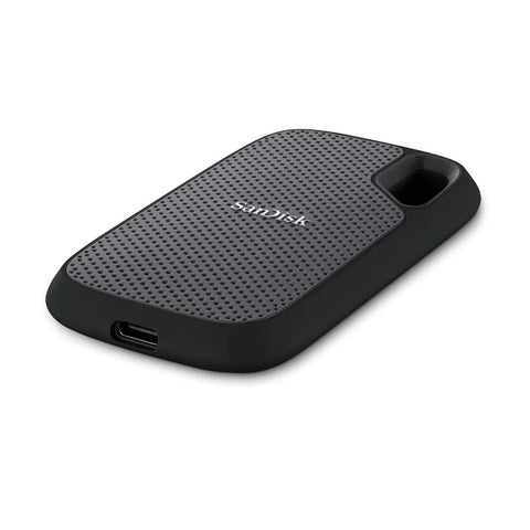 2TB Extreme Portable SSD For Crazy Fast Transfers And Backups On iPhone iPad And MacBook External Solid State Drive Up To 1000 MB Per Second Read And 950 MB Per Second Write Renewed, gray and black angled view