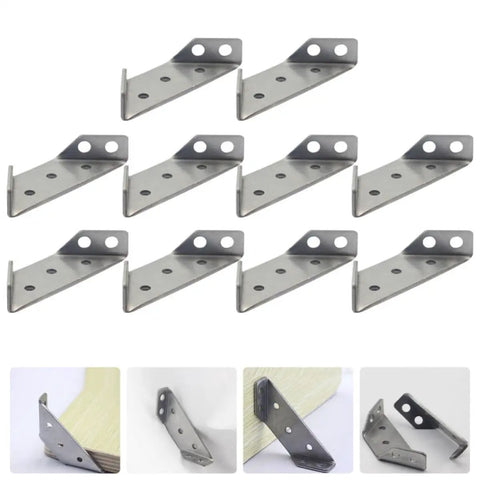 Heavy Duty Stainless Steel Trapezoid Angle Brackets 10 Piece Set for furniture joints and shelf supports