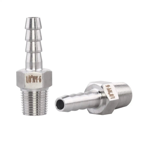 Stainless Steel 1/4 Inch Hose Barb To 1/8 Inch NPT Male Pipe Fitting Pack Of 2 For Home Brew And DIY Plumbing 304 Stainless 150 PSI Max