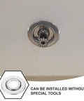 Double Disc Fire Sprinkler Cover Plates Stainless Steel Pipe Concealment Shield Masks, installed view showing mechanism.