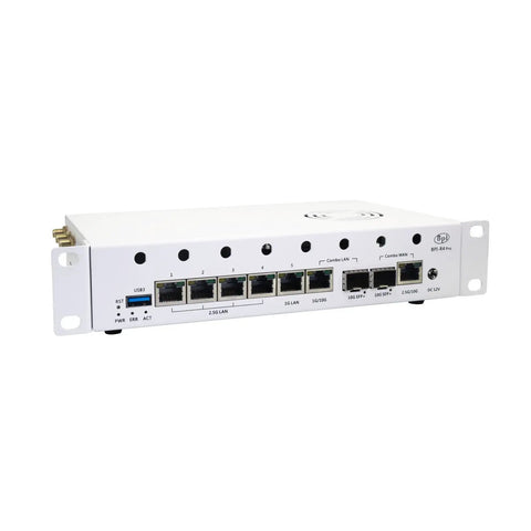 Next Level MediaTek Filogic 880 Tri Band WiFi 7 Router With Eight Gig DDR4 Memory And Ten Gigabit Ethernet Ready For Openwrt Without A Hitch For Home Lab Geeks Wanting Plug And Play Freedom, showing multiple ethernet ports and USB connection.
