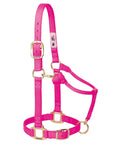 Adjustable Nylon Horse Halter For Weanlings And Ponies Diva Pink Three Quarter Inch Wide With Triple Ply Cheek Design