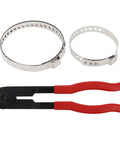 CV Boot Clamp Pliers Kit With 10 Stainless Steel Crimp Bands, Adjustable Small And Large Universal Drive Shaft Boot Clamps visible.