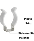 24 Pack T8 U Clip Holder Brackets For 8ft LED Fluorescent Tubes No Screw Needed Mounting Clips Stainless Steel with Plastic Trim