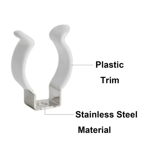 24 Pack T8 U Clip Holder Brackets For 8ft LED Fluorescent Tubes No Screw Needed Mounting Clips Stainless Steel with Plastic Trim
