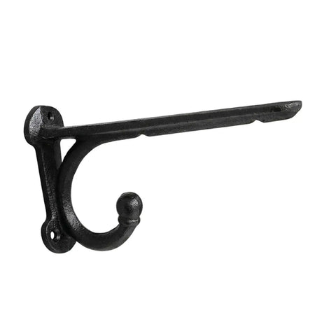 Decorative Shelf Bracket For Wall Mounted Shelving, Heavy Duty Metal Shelf Support in black iron, side view.