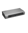 Heavy Duty Thunderbolt 3 And Usb C Docking Station Delivers Crisp Dual 4K Video And 100W Fast Charge Blazing Data Sync Built Solid For Windows And Mac Daily Hustlers, silver finish, multiple ports.