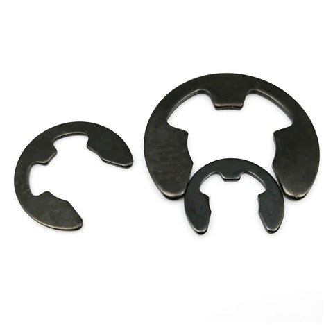 Pro Grade Black Steel External Retaining Ring Set For Shafts E Type And C Type Circlips DIN6799 Sizes M2 To M24 Including M2.5