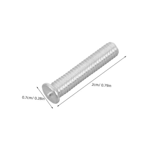50 Durable Metal Panel Pulling Studs For Auto Body Work. Silver welding pin measuring 2cm x 0.7cm, used for car dent repairs.