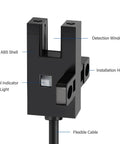 Five Pack U Slot Photoelectric Switch Sensor With NPN Output, Optical Sensor For Precise Object Detection, NO NC Adjustable, DC 5 To 24V, No Fuss Easy Setup, Reliable Industrial Automation Sensor For Conveyors, Machinery, And Robotic Systems, ABS shell, flexible cable