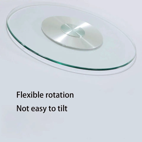Large Glass Lazy Susan Turntable for Dining Tables and Kitchens with heavy-duty tempered glass and easy-clean surface.