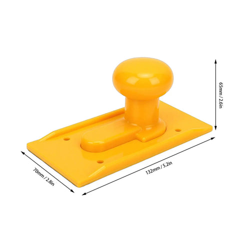 Heavy Duty Woodworking Push Block With Ergonomic Handle And Textured Grip ABS Plastic Go To Push Stick For Table Saws Planers And Routers Bright Yellow Safety Design, dimensions shown