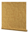 Rustic Floral Pink Gold Metallic Wallpaper With Fibrous Texture Pvc Free Wall Covering in golden floral design