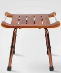 Teak Wood Bath Shower Stool With Non Slip Feet Height Adjustable Lightweight Shower Bench For Seniors Ergonomic Bath Chair With Grippy Handles And Drain Holes