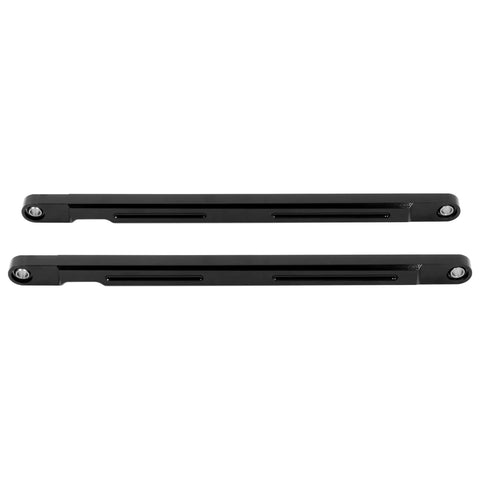 High Clearance Boxed Rear Radius Rods Arms For Polaris RZR XP 1000 And RZR XP 4 1000, 2017 To 2023, Aluminum And 304 Stainless Steel, Powder Coated Finish, Built Tough For Off Road Suspension Upgrade. black boxed radius rods shown in pair