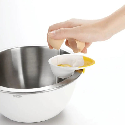 3 In 1 Egg Separator with Raised Edge and Non Slip Grip for Easy Cracking No Mess Drips Keeps Shells Out of Batter Fits Any Bowl