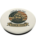 Patriotic US Flag Retro Sailboat Pop Grip For Phone land of the free since 1776 printed design