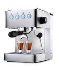 Semi Automatic Espresso Machine With Built In Milk Frother And One Touch Steam Wand For Buttery Smooth Lattes And Rich Cappuccinos pouring two shots.