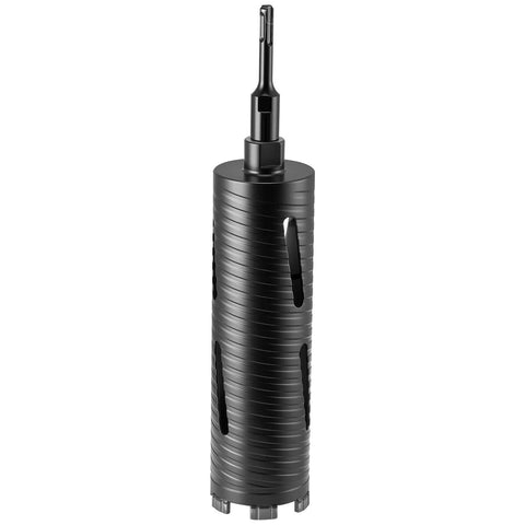 VEVOR core drill bit, front view; black diamond dry core with adapters, 3 in diameter, 9.5 in depth