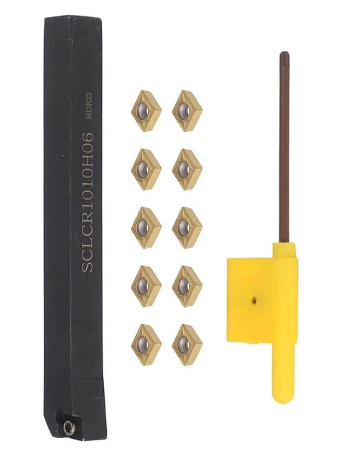 10 Pack CCMT060204 Carbide Inserts With SCLCR1010H06 Lathe Tool Holder For External Turning Alloy Steel Machining Steel Stainless Steel Cast Iron Vacuum Quenched For High Finish And Wear Resistance