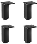 Adjustable Square Aluminum Furniture Legs 12 cm Tall 4 Pack Black Cabinet Feet For Kitchen Living Room Bedroom Desks Tables Built Tough Supports Up To 200 kg Three Point Five Millimeter Thick Tubing Powder Coated Finish displayed in a set of four
