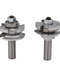 Half Inch Shank Matched Rail And Stile Router Bits Set For Handheld Routers, 1-3/4 Inch Cutting Diameter By 7/16 Inch Cutting Height, Carbide Tip