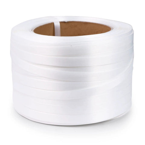 Heavy Duty Pallet Strapping Kit With 3/4 Inch X 1640 Ft Polypropylene Woven Cord Coils, white polypropylene strap roll.