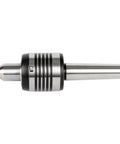 Side view of Eumtenr MT2 live center with 2MT Morse taper, steel body and conical tip