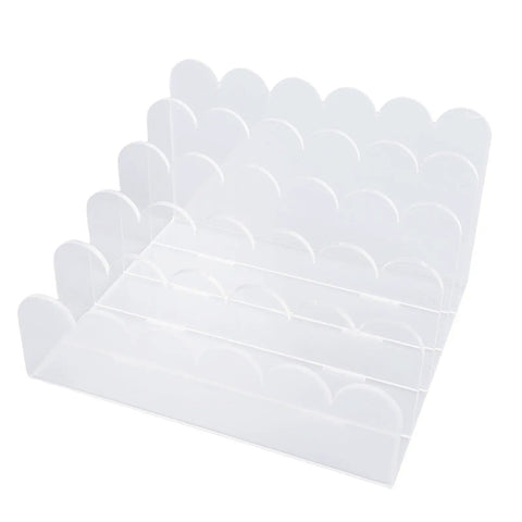 Clear Acrylic Mail Sorter With Five Compartments, Desktop File Organizer for Letters and Documents shown at an angle