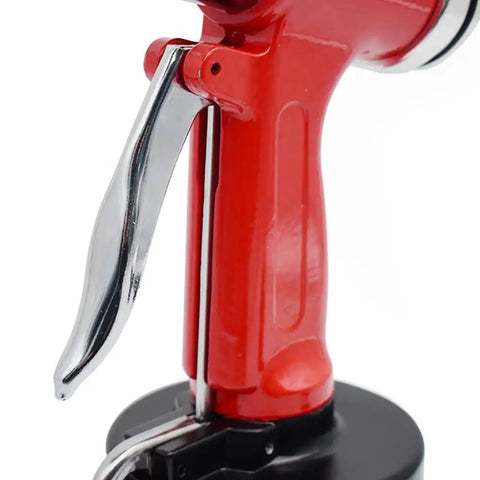 Heavy Duty Air Hydraulic Pop Rivet Gun for Fast, Reliable Riveting, Pneumatic Riveter Tool With Stainless Steel Body And Aluminum Frame, Pro Grade Durability For Metalworking, Automotive, And Home DIY Projects. red pneumatic riveter handle with stainless steel trigger