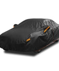 Six Layer Heavy Duty Car Cover Waterproof All Weather Protection With Cotton Liner Exterior Outdoor Cover For Sun Rain Snow UV Protection Fits Sedan 186 To 193 Inches covering a sedan