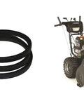 Auger Drive Belt For Snow Thrower 1/2 X 38 Inch Replacement Belt Fits 754-0275 954-0282 Keeps Snow Removal Gear Running Smoothly Replacement Part For Auger Drive System Easy Install, black belt beside snow thrower