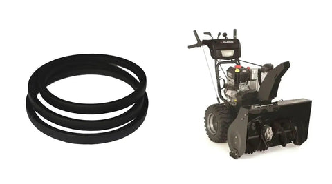 Auger Drive Belt For Snow Thrower 1/2 X 38 Inch Replacement Belt Fits 754-0275 954-0282 Keeps Snow Removal Gear Running Smoothly Replacement Part For Auger Drive System Easy Install, black belt beside snow thrower