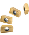 APKT11T3 TiN Coated Carbide Inserts for Steel Machining, 10 Pc Set, ISO APKT113508 shown in side view, pack includes four inserts