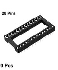 DIP IC Socket Adapter For Solder Type 2.54mm Pitch Dual Row 28 Pin Flat Pin Connector, 15.24mm Row Pitch, 20 Pieces